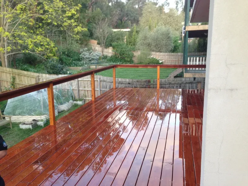 Completed outdoor living and decking project with custom timber structure